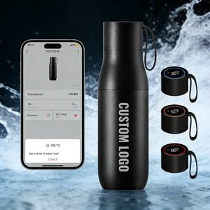 Bouteille d'eau intelligente en acier inoxydable à auto-nettoyage UV avec application et suivi de l'hydratation par LED pour le fitness et la gym - Product Image 1