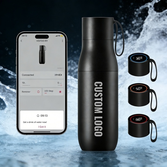 UV-C Self-Cleaning Smart Water Bottle 316 Stainless Steel Vacuum Flask with App Tracker & LED Temperature Display