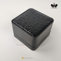 Cadeau d'emballage de bijoux recouvert de cuir artificiel de crocodile marron personnalisé grande boîte à bagues