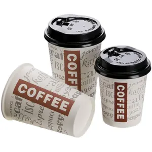 Оптовая продажа, одноразовые бумажные стаканчики из переработанной крафт-бумаги для кофе, двухсторонние и одностенные стаканчики, изготовленные на заказ, бумажные стаканчики для кофе с логотипом