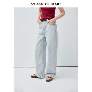 VEGA CHANG Jeans a Gamba Dritta Azzurri all'Ingrosso, Nuova Collezione 2026, Jeans Rilassati a Vita Alta per Donna, Abbigliamento Primaverile - Product Image 2