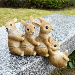 Helper And Friendly Desktop Rabbit Animals Statue Ornament Handmade Rabbit Figurines Decoration For Home And Garden Decor