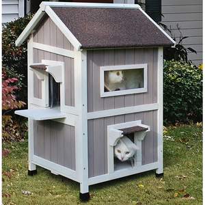 בית חתול חיצוני בית לחתולים בר עץ מחוץ לבית מחסה לחתולים חיצוני לבית חתול חיצוני - Product Image 2
