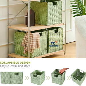 Meilleure vente paniers de rangement en osier tissés à la main cubes pliables élégants pour étagères, garde-manger et décoration intérieure - Product Image 5
