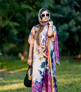 Fashion Casual Headscarf Abaya Arabic Caftan Africa <strong>Kaftan</strong> for Women Plus Size Silky Gown Suit - Product Image 1