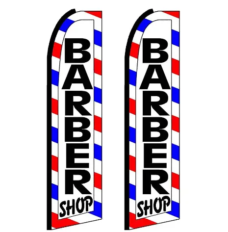 Custom Super knitted polyester BARBER SHOP Swooper Feather Business Flag