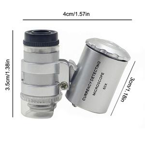แว่นขยาย60X LED 2ดวงและแสง UV, แว่นขยายเครื่องเพชรพลอย MG9882แบบพกพาขนาดเล็ก - Product Image 2