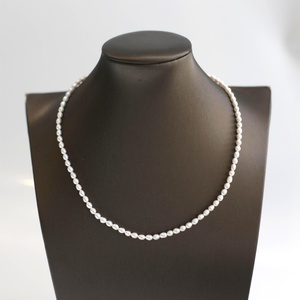 LUCK S925 plata agua dulce blanco 3,5-4mm collar de perlas para mujer niñas boda fiesta joyería - Product Image 2