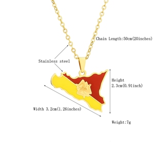 Collar con Colgante de Acero Inoxidable para Hombre y Mujer, Joyería Étnica con Mapa, Regalo Italiano, Nuevo Mapa de la Isla de <span class=keywords><strong>Sicilia</strong></span>, <span class=keywords><strong>Bandera</strong></span> de Italia - Product Image 5