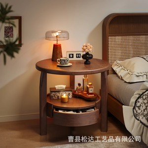 Wooden <b>storage</b> rack, cross-border creative home bedroom <b>bedside</b> <b>storage</b> rack with drawers, solid wood multi-layer <b>storage</b> rack - Product Image 1