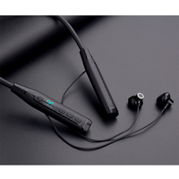 Casque sportif à bande de cou filaire Bluetooth avec carte TF de type C 2025, batterie 500 mAh, affichage numérique LED, Dpn-01 Bt V5.2