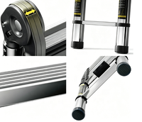 Échelle télescopique pliable en alliage d'aluminium moderne - Portable, industrielle, multi-usages, capacité de charge de 150 kg pour une utilisation en bureau et dans les bâtiments