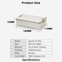 Boîte en fer blanc rectangulaire à fermoir 180 x 110 x 55 mm pour gâteau à l'ananas, impression offset CMYK, approvisionnement transfrontalier, usine, vente en gros, logo personnalisé