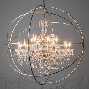 Lampadario in cristallo Orb 18 luci in ferro battuto <span class=keywords><strong>rococò</strong></span> del 19 ° secolo per ristorante - Product Image 4