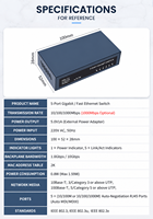 Switch Ethernet Gigabit 5 ports non géré, switch réseau 10/100/1000 Mbps RJ45, plug-and-play, switch de bureau, capacité 10 Gbps