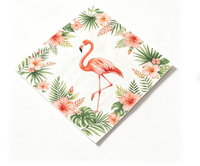 Serviettes de table jetables à 2 plis, motif floral flamant rose tropical, pliage en 4
