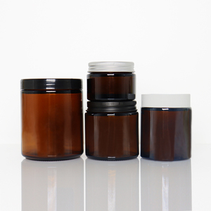 Tarro de vela de vidrio ámbar transparente vacío 50ml 100mL 250ml 500ml con tapas de Metal de aluminio dorado negro para crema para el cuidado de la piel uso cosmético - Product Image 2