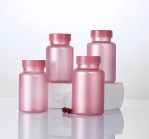 Fabrika toptan 120 ml pembe PET vitamini ilaç şişesi Premium plastik ambalaj hap ilaç şişesi
