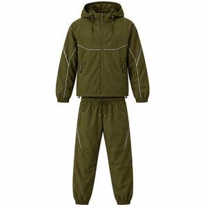 Veste et pantalon coupe-vent légers en nylon pour hommes avec col montant et fermeture éclair intégrale, pour usage décontracté et vente en gros - Product Image 1