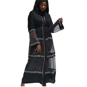 最新时尚穆斯林连衣裙长袖奇怪的朱巴杜布卡配女装