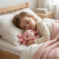 Kawaii Aardbei Axolotl Hybride Pluche Knuffeldier met Fruitpatroon en Bladsteel voor Creatief Cadeau en Kamerdecoratie