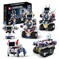 Juego de Bloques de Construcción de Robots Inteligentes Programables con Control Remoto de Forma Variable 5 en 1, Juguete de Plástico ABS para Regalo