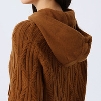 Pull en tricot à capuche en laine 100% pour femmes tricots à capuche en laine épaissie coréenne pour l'hiver