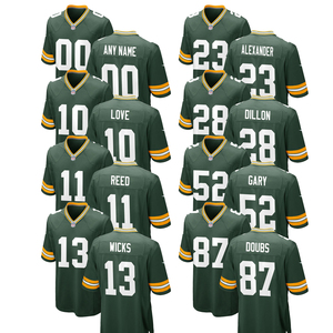 2026 Green Bay Jersey Custom American Football Shirts Gestikte Geborduurde Jeugd Uniformen Sportkleding met Logo's - Product Image 1