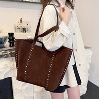 Sac fourre-tout rétro en daim noir et marron Colefa haut de gamme, incontournable, à bandoulière, avec rivets, pour femme