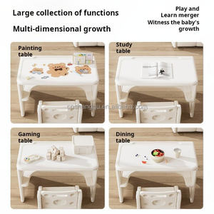 Ensemble table et chaise d'étude <span class=keywords><strong>en</strong></span> plastique pour enfants VSUCH, motif ours de dessin animé, bureau de rangement, table d'activités et de jeu pour tout-petits, pour la maison et la crèche - Product Image 3