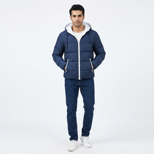 Custom High Quality Fashionable Men's Winter Puffer Jacket Canvas Regular Heated Bubble Shiny <b>Padded</b> Pattern Cotton Front Quick - Product Image 1
