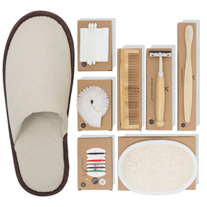 Articles de toilette d'hôtel en bambou biodégradable, pantoufles écologiques, accessoires de chambre d'hôtel, fournitures d'hôtel, ensemble d'articles de toilette secs - Product Image 1