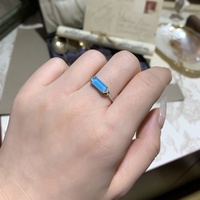 Bague en pierre hexagonale double couche Dunli, cristal blanc naturel, turquoise bleue, géométrique, bicolore, argent S925 plaqué or pour femmes