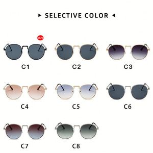 แว่นกันแดดทรงรีโลหะผสมสไตล์เรโทรแฟชั่นปี 2024 พร้อมโลโก้สั่งทำพิเศษ ป้องกันรังสียูวี 400 เลนส์ไล่เฉดสี สำหรับผู้ชายและผู้หญิง - Product Image 3