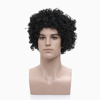 Perruque synthétique afro bouclée noire courte, aspect naturel, résistante à la chaleur, volumineuse, pour hommes et femmes, idéale pour les fêtes, Halloween, cosplay, costumes et scène