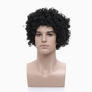 <span class=keywords><strong>Parrucca</strong></span> Sintetica Afro Ricci <span class=keywords><strong>Corta</strong></span> Nera Effetto Naturale Resistente al Calore Voluminosa per Uomini Donne Feste Halloween Cosplay Costume Palcoscenico - Product Image 2