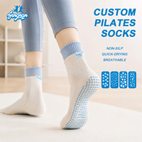 Chaussettes de yoga et de Pilates personnalisées en gros avec logo, antidérapantes à pois, respirantes en coton pour femmes, pour la gym et l'entraînement