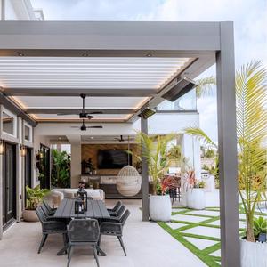 Tonnelle en alliage de bois pour ombrage bioclimatique imperméable pour l'extérieur <span class=keywords><strong>3x3</strong></span> 3x4 4x6m Pergola en aluminium revêtue de poudre pour espaces extérieurs - Product Image 2