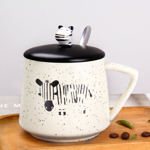 3D động vật dễ thương mô hình Mug gốm với phim hoạt hình sáng tạo nắp muỗng sứ độc đáo cốc cà phê cho buổi sáng Sữa Cà Phê Trà - Product Image 6