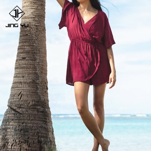 Mono de Playa Casual Estampado para Mujer, Diseño Personalizado de Hawái, 100% Rayón Viscosa, Talla Grande, para Vacaciones - Product Image 3