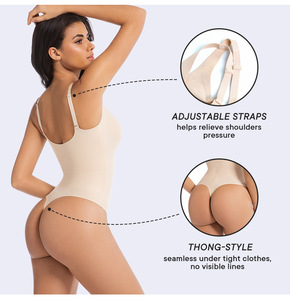 ZOYIAME Body string amincissant sans couture, effet ventre plat, décolleté plongeant, avec soutien-gorge sans armatures dos nu et bonnets intégrés - Product Image 5