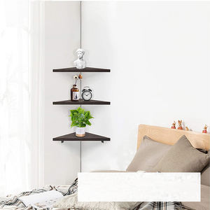 Cadre <span class=keywords><strong>d</strong></span>'<span class=keywords><strong>angle</strong></span> mural <span class=keywords><strong>en</strong></span> <span class=keywords><strong>bois</strong></span> massif brun foncé rustique 3 pièces avec support <span class=keywords><strong>en</strong></span> métal noir - Product Image 4