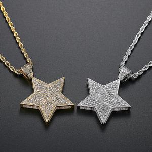 JINSE Tiny CZ Paved Bling Star Hip <strong>Hop</strong> Chain Jewelry Men Pendant Necklace Factory Wholesale Hip <strong>Hop</strong> Fashion - Product Image 4
