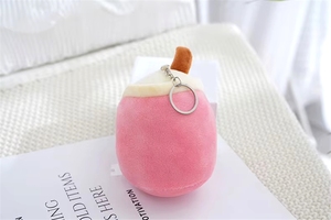Portachiavi in peluche morbidi e portatili a forma di frutta Boba con stampa a rilievo, ciondolo alla moda con design anime per scuola, matrimoni e uso quotidiano - Product Image 3
