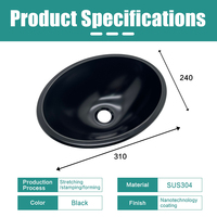 Évier de cuisine pour camping-car, bassin simple en acier inoxydable SS304 avec revêtement nano noir pour camping-car, caravane, yacht, bateau, évier de lavage pour véhicule de loisirs JDA