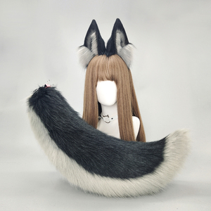 Bộ tai và đuôi thú <span class=keywords><strong>handmade</strong></span> S0013, băng đô tai sói & đạo cụ đuôi, chất liệu lông giả mềm mại, bộ tai và đuôi chó dùng cho cosplay - Product Image 6