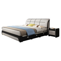 Lits en cuir rembourrés confortables de luxe modernes pour chambre à coucher, taille king et queen, avec tiroirs, meubles de chambre à coucher pour la maison, pour adultes