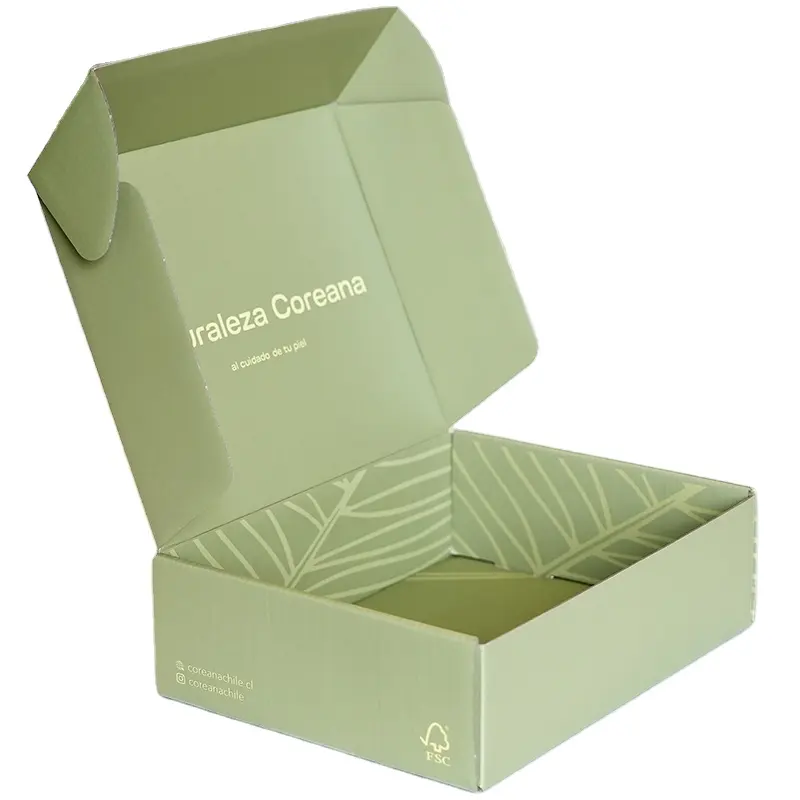 Бесплатная дизайнерская упаковка, доставка, зеленая Подарочная коробка, картонная Складная гофрированная бумага, зеленая почтовая коробка