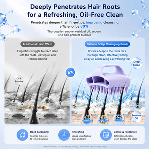 Brosse à cheveux en silicone à manche creux pour le lavage des cheveux. Peigne de massage en silicone à double usage, pour utilisation sèche et humide. Brosse à cheveux pour le soin du cuir chevelu. - Product Image 5