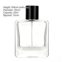 Flacon de parfum carré en verre plat 50 ml avec pulvérisateur à pompe, luxe, avec diffuseur à bâtonnets, finition mate dépolie, sérigraphie, 100 pièces